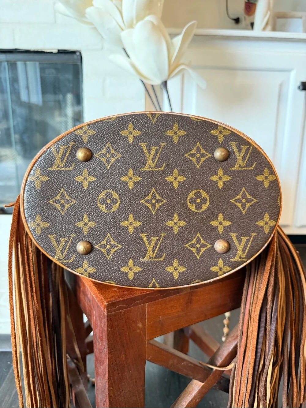 Louis Vuitton Monogram Canvas Fringe Shoulder Bag in Brown and Tan - Picture 10 of 14